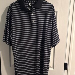 FootJoy Men's Polo with Black and White Stripes